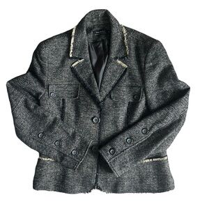 Tribal  Wool Blend Tweed Blazer - Brown and black - 12